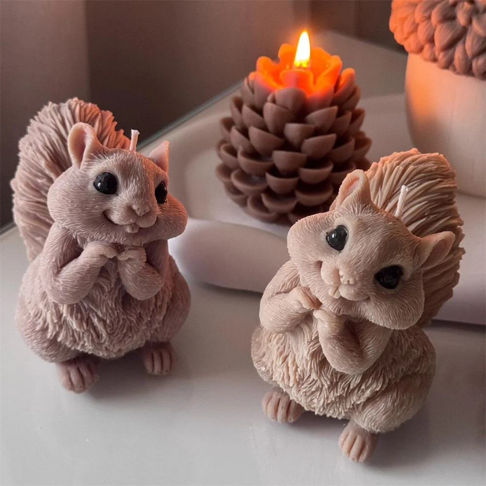 Soap Making Chemical - Cute Squirrel Candle Silicone Mold 3D